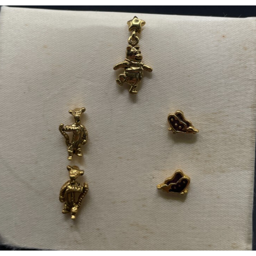 Lot of Disney Piglet Winnie the Pooh EEYORE Tigger Pierced Gold Tone Earrings